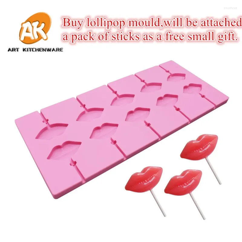 Bakvormen Sexy Lippen Ontwerp Lollipop Siliconen Mal Handgemaakte Chocolade Schimmel DIY Creatieve Snoep Taart Decoreren Gereedschap Keuken Bakvormen