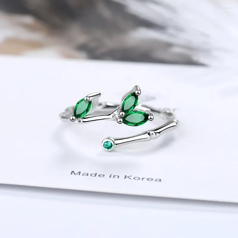 Anelli a grappolo in argento sterling 925 con ramoscello verde foglia per le donne Accessori di gioielli di design di lusso con gioielli GaaBou