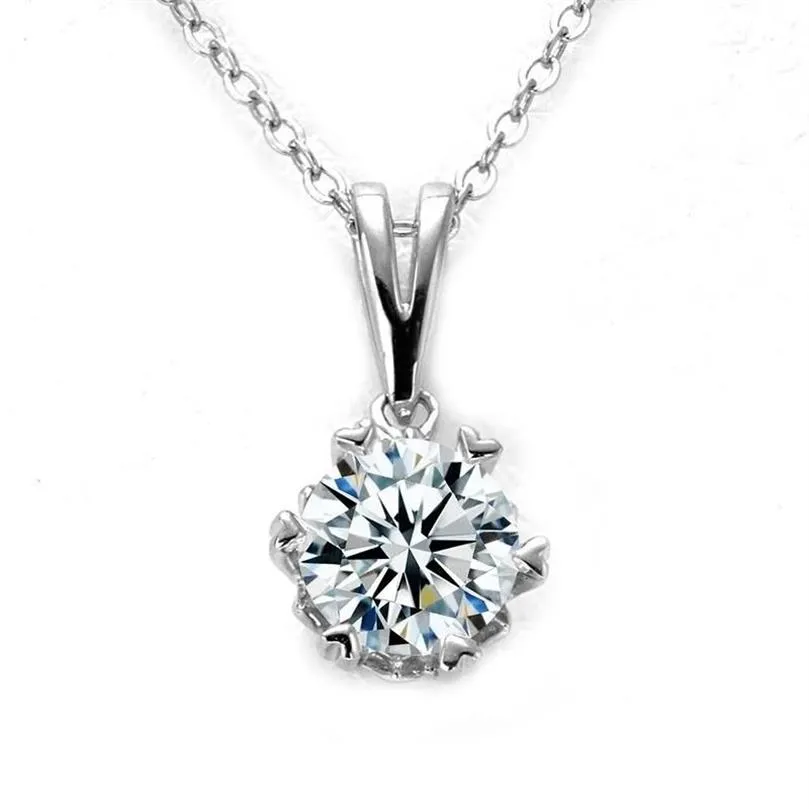 Chaînes D Couleur VVS1 Moissanite Collier 925 Sterling Argent 1 0Ct Rond Brillant Diamants Solitaire Pendentif Pour Femmes Bijoux297a