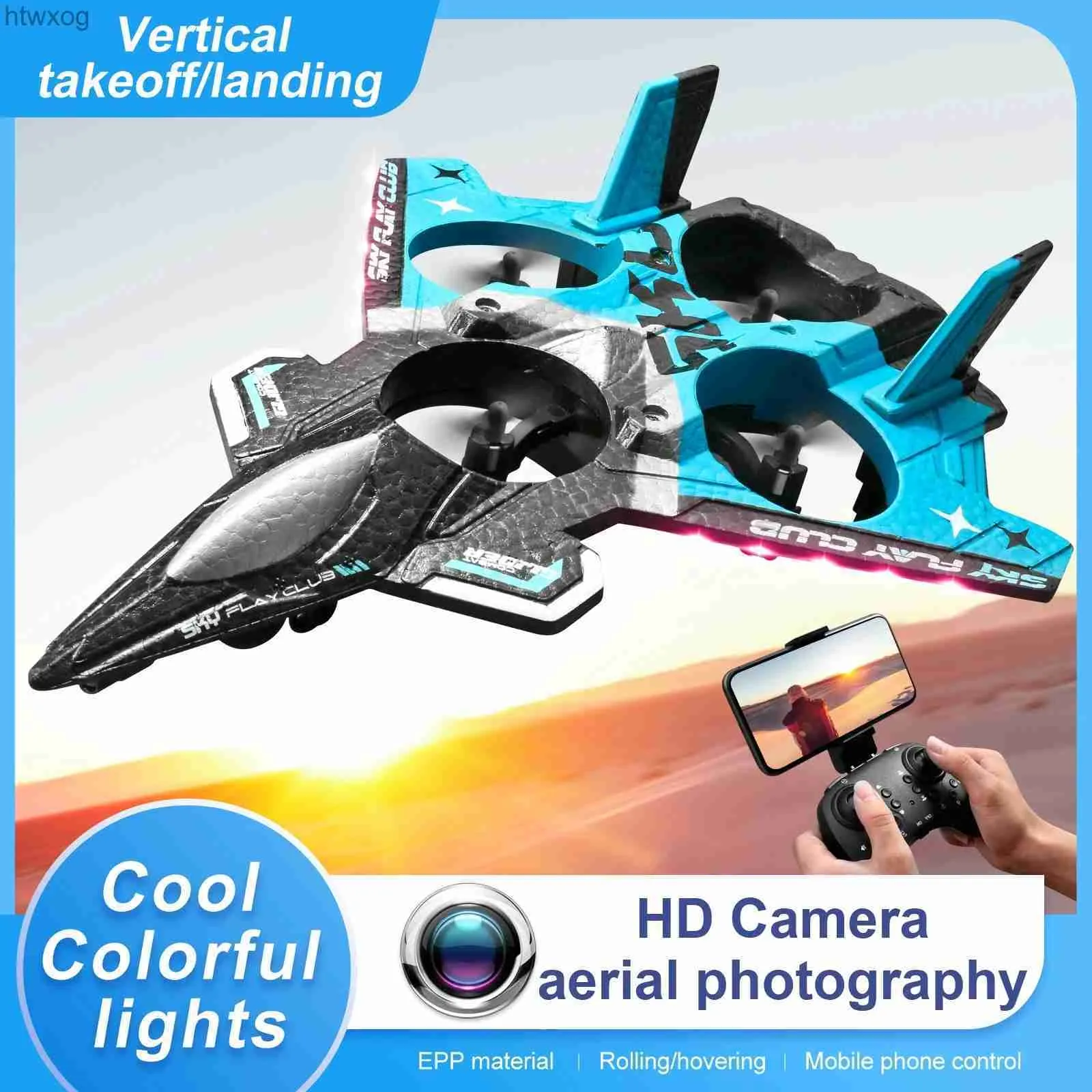 Drönare RC Plane HD Camera Foam Glider Aerial Photography Remote Control Fighter LED Light Aircraft 360 Hover/Roll Plane Toys YQ240201