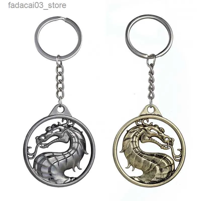 Keychains Lanyards Fashion Vintage Charm Game Mortal Kombat Keychain Dragon Totem Alloy Keyring Holder Gift for Men Car Key Accessories Q240201