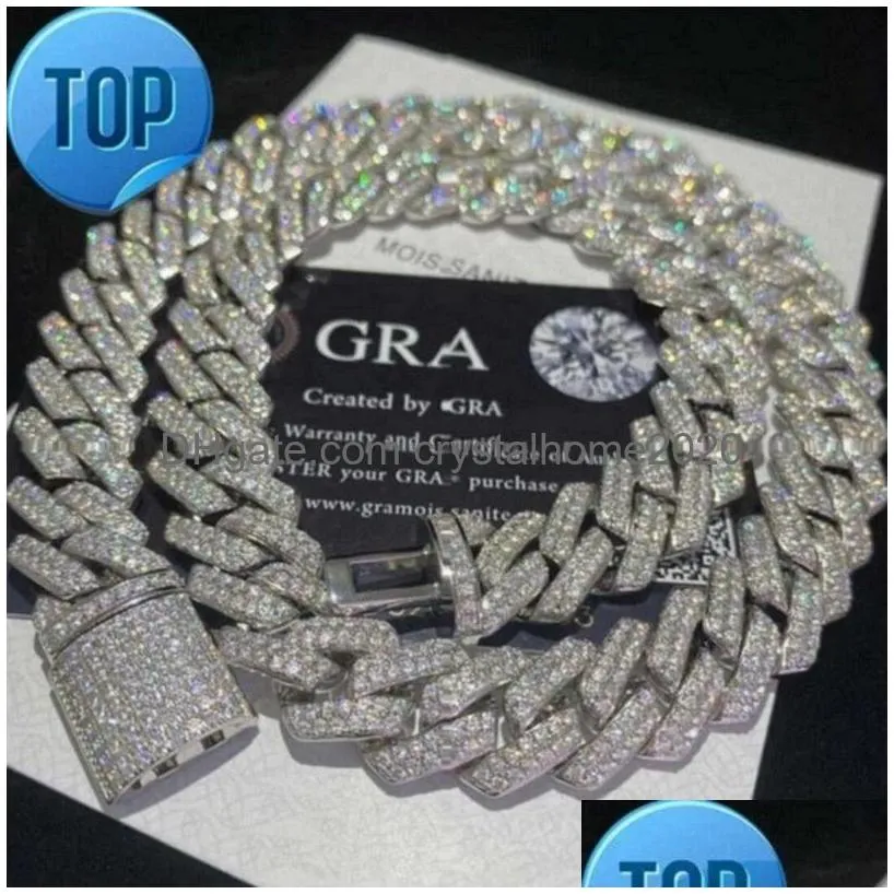 Kettingen Iced Out Chains Armband Bling Moissanite Diamant Cubaanse Schakelketting Hip Hop Mannen Sieraden Ketting Drop Levering Sieraden Kettingen Dhuow