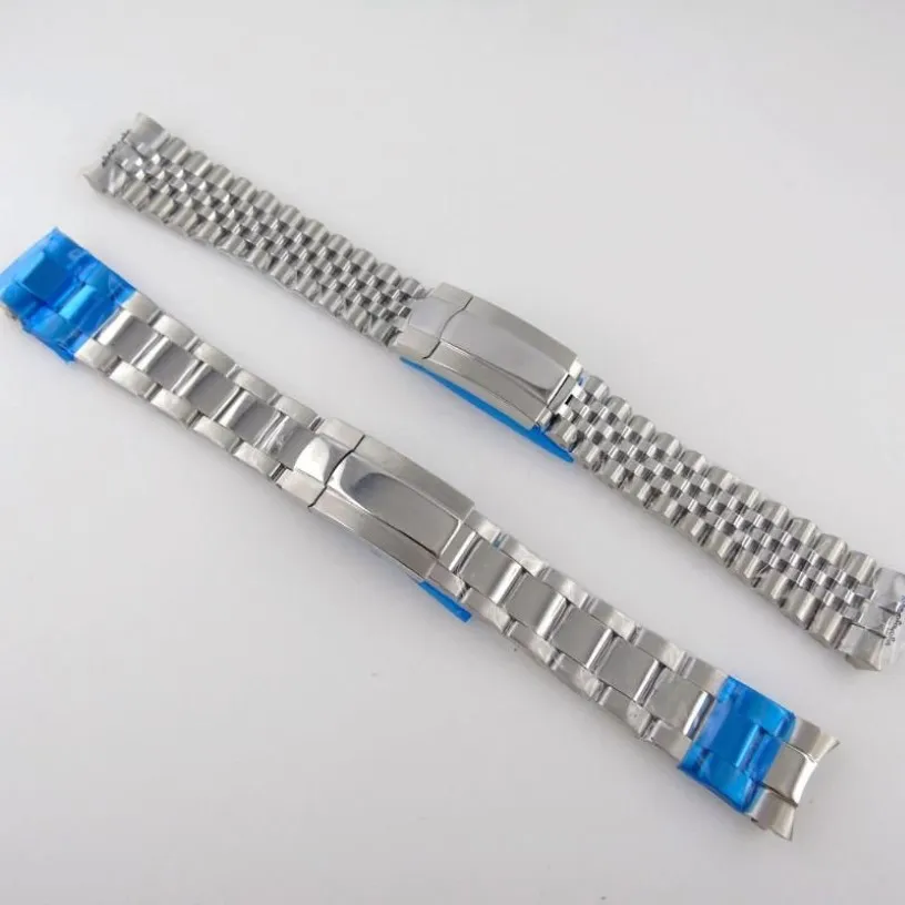 Titta på band Silver 20mm ostron jubileum Style Strap Band Steel Armband Reservdelar 316L Rostfritt fällbara lås Middle Polished2778