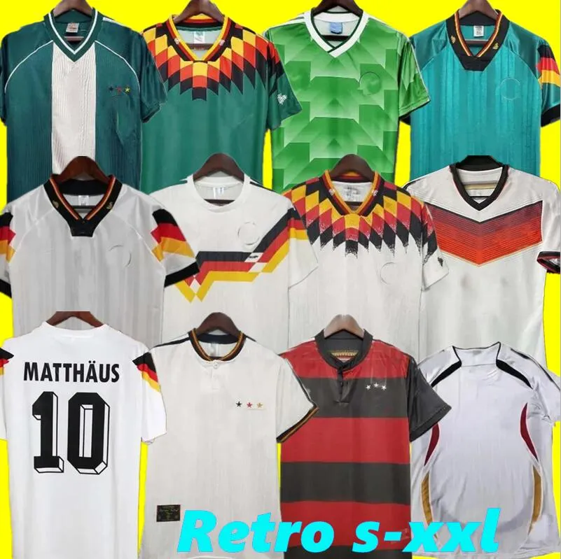 월드컵 90 92 94 98 88 독일 레트로 리트 바르 스키 발란 축구 저지 Klinsmann Rues Matthias 홈 셔츠 Kalkbrenner Bierhoff Vintage Classic Football Kids Kit