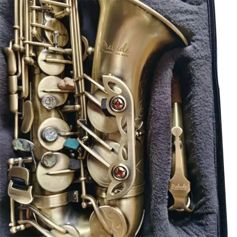 USA mosiężne alt saksofon za antyki szczotkowane satynowe wykończenie modelu Woodwind Professional Musical Instruments Sax z akcesoriami