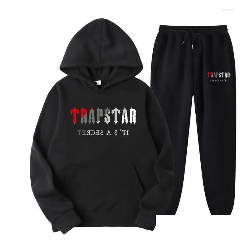 Erkek Ceketler Erkek Ceketler FW22 TRAPSTAR ERKEKLER KADIN TRACHSUIT Marka Baskılı Sokak Giyim Giyim Sıcaklık Parçaları Set Hoodie Pants Joggi Dhaeo