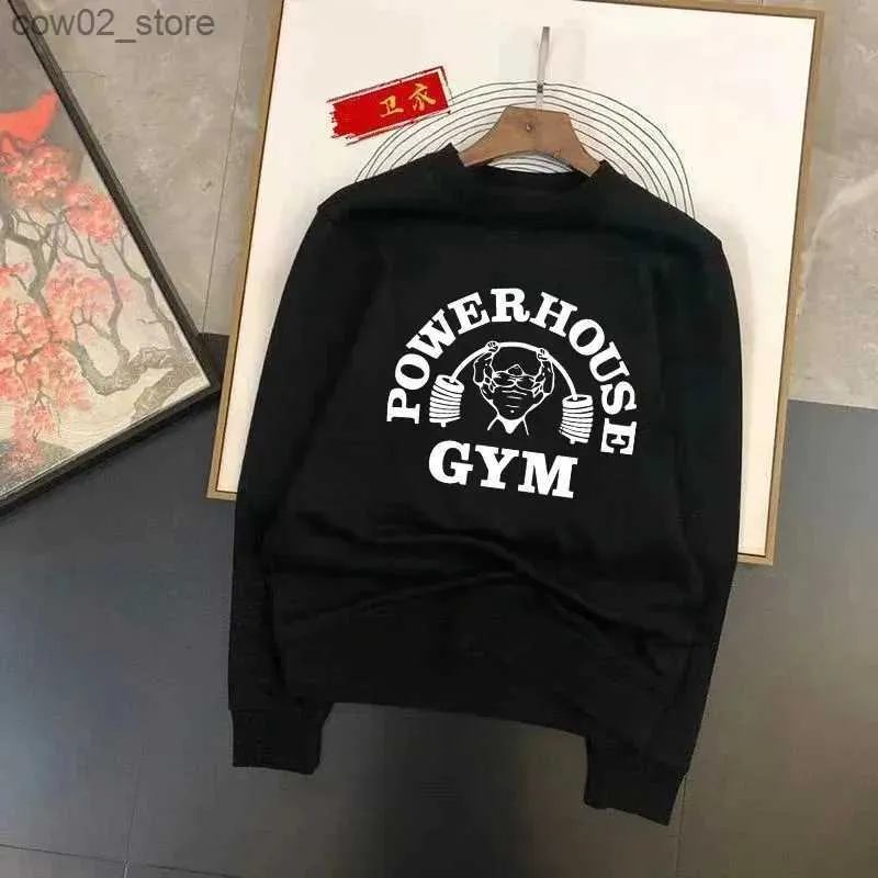 T-shirts pour hommes Powerhouse Gym Sweat à capuche Harajuku Hommes Femmes Geek Fitness Sweats à capuche surdimensionné à manches longues Sweat-shirt esthétique Sport Streetwear Q240201