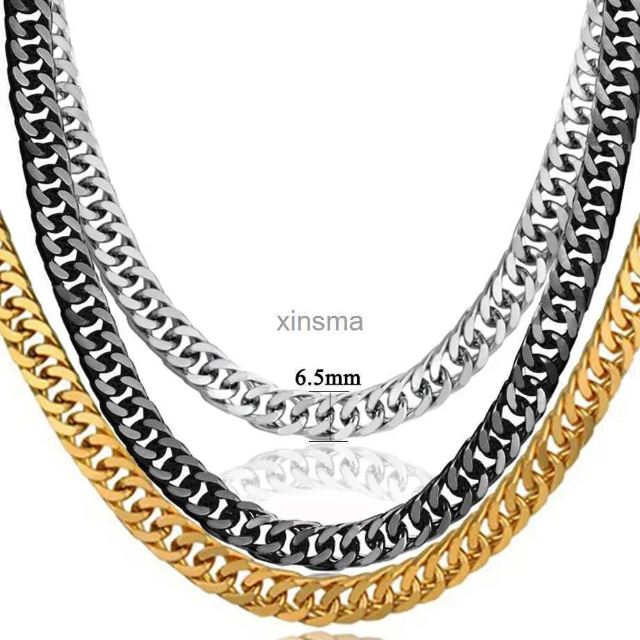 Chokers Mens 6,5 mm en acier inoxydable noir argent couleur miami Collier de liaison cubaine longue bling bijoux hip hop chaîne en or 28 yq240201