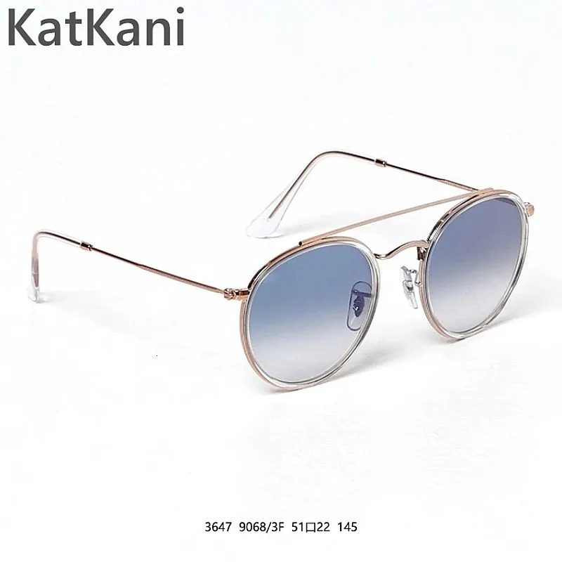 KatKani Fashion Casual Double Beam Circular Metal Herren-Sonnenbrille mit optischer Sehstärke 3647 240119