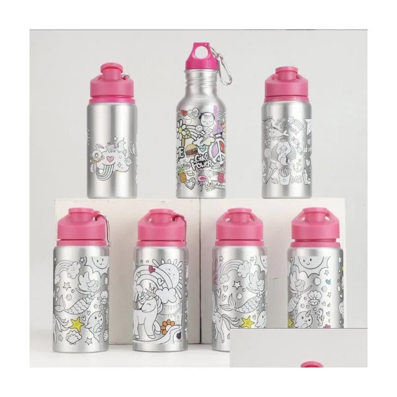 Butelki z wodą 500 ml pojedyncza ściana aluminiowa kubek dziecięcy regar domowy butelki z wodą iti urocze majsterkowanie sport