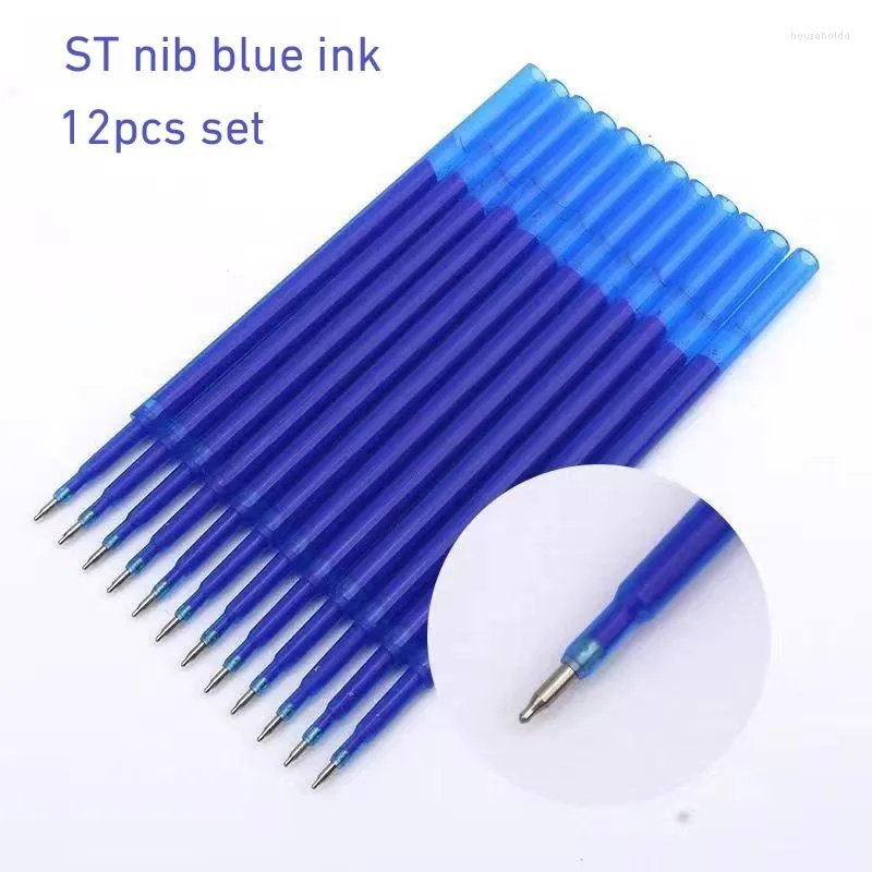 12pcs Erasable Pen Refill 0.5mm ST Nib Black Blue Ink Aesthetic Stationery Washable Refills Writing Supplies