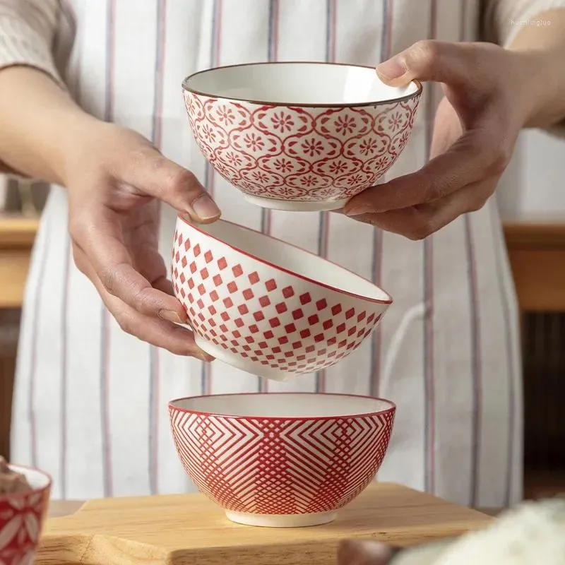 Miski Piękna miska ryżowa domowa ceramiczna mała zupa kreatywna retro stołowa zastawa stołowa