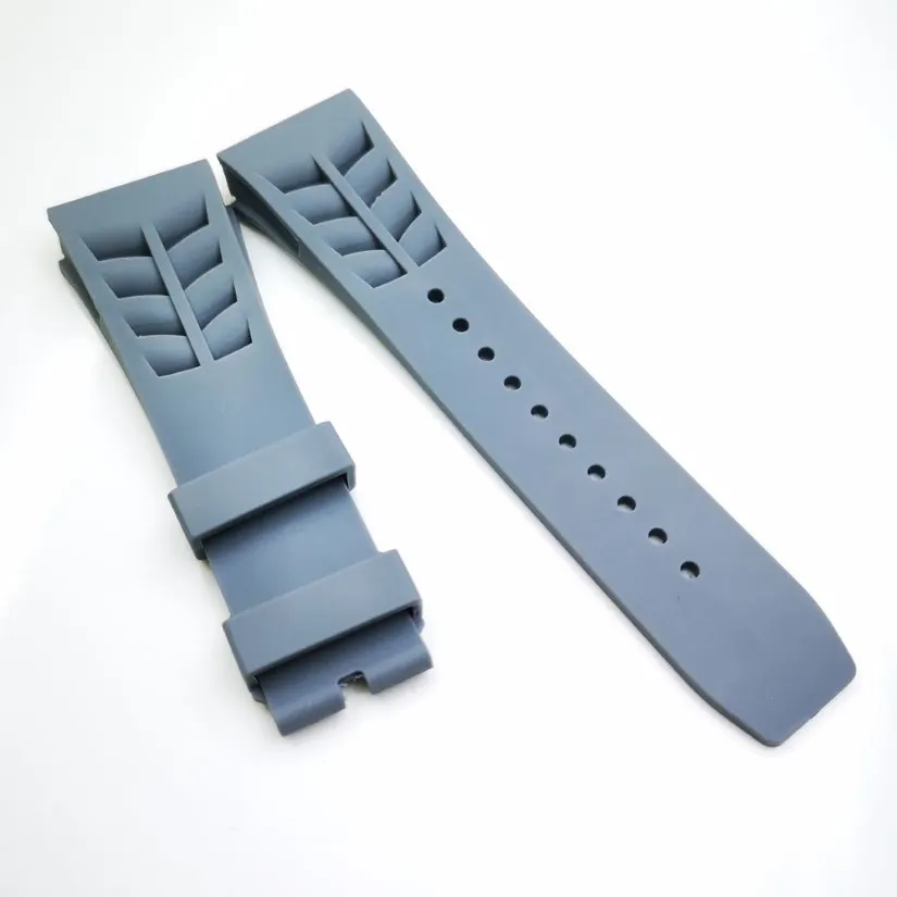 25mm 20mm Gray Watch Band Clasp gummiband för RM011 RM 50-03 RM50-01312S