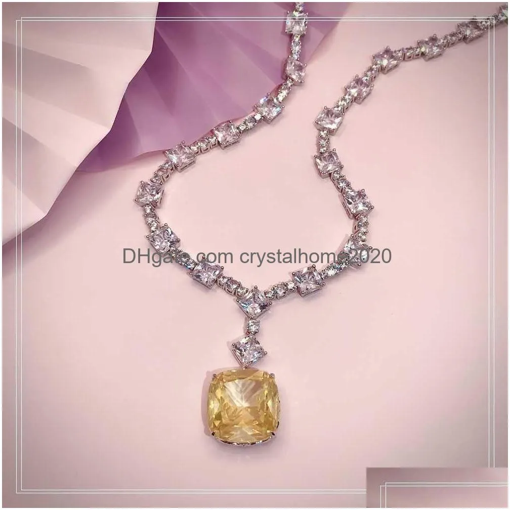 Andra 2022New Fashion Trend Web Celebrity Talent Yellow Womens Halsband Drop Pendant Shiny Party Ball Queen Temperament Love Drop Deli Dhafb