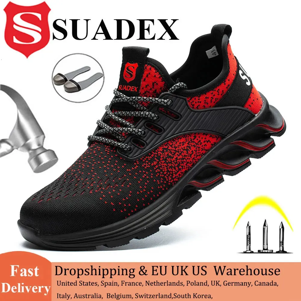 Suadex Safety Shoes Men Women Steel Toe Boots Workible Work Shoes خفيفة الوزن مركبة مركبة Toe Men Eur Size 37-48 240130