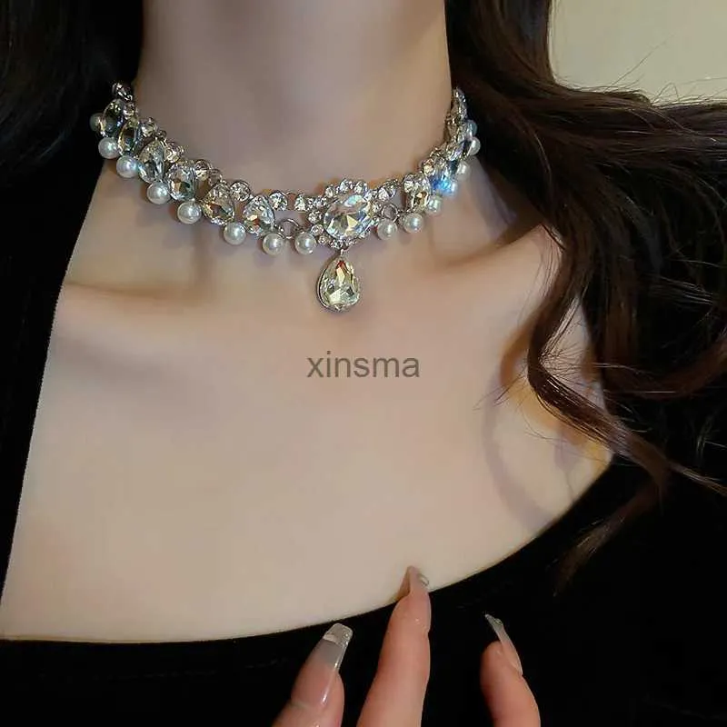 チョーカーFyuan Luxury Water Drop Crystal Chokerネックレス