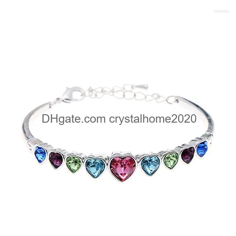 Bangle BN-00068 2023 Bracelets de manchette en cristal de coeur Sier plaqué bijoux pour femmes bracelet délicat livraison directe personnalisée Dhx0E