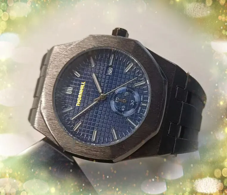 Orologio da uomo con quadrante grande cronometro 42 mm Movimento al quarzo importato di alta qualità Orologio impermeabile Orologio da polso con cinturino in caucciù nero blu in acciaio inossidabile Regali Montre De Luxe