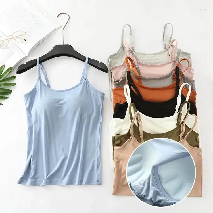 Camisoles Tanks Shirt Integrierte Brust Modal Ring Stahl Fünf-Finger-Pad Bottoming Große Camisole 2024 Keine weibliche schlanke mehrfarbige Größe