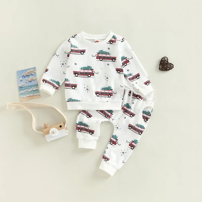Clothing Sets CitgeeAutumn Christmas Toddler Infant Baby Girls Boys Clothes Set Cartoon Car Print Long Sleeve RPullover Pants Xmas Suit