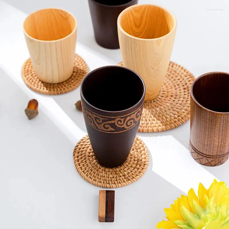 Mugs Creative Jujube Wood Insulation Tea Cup Wooden Coffee Cups Drinking Utensils Drink Beer Kitchenware