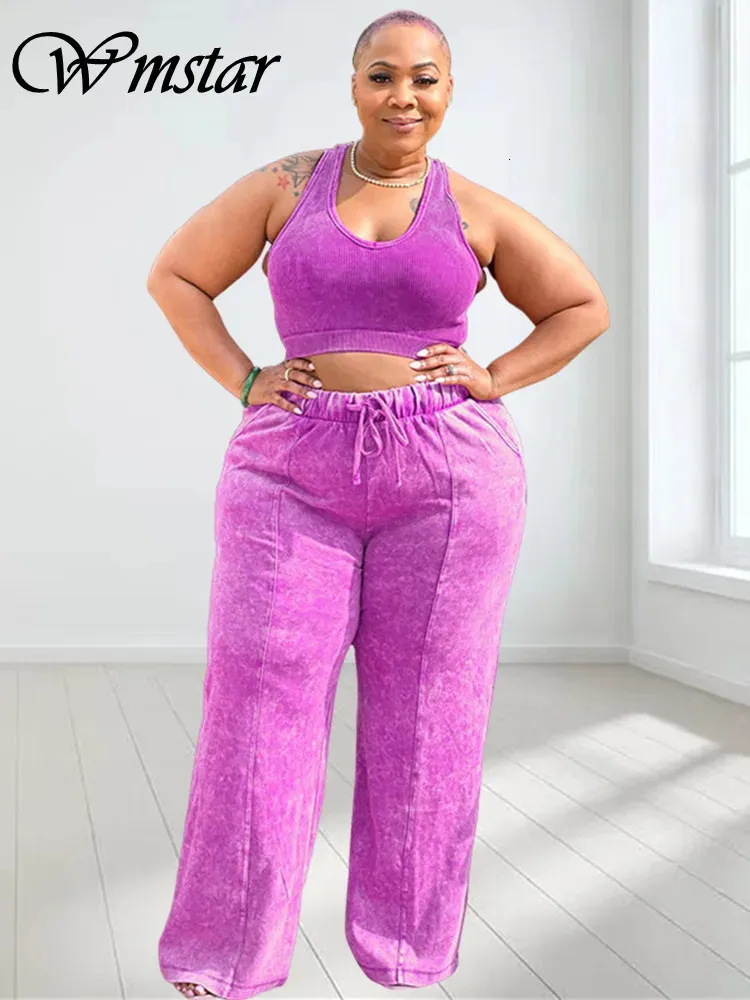 Wmstar grande taille pantalons ensembles femmes en été vêtements deux pièces tenues pantalons de survêtement correspondant survêtement vente en gros goutte 240127