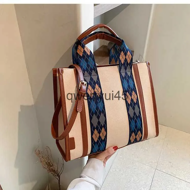 Schoudertassen Winter Contrast Kleur Dames andbag Casual Grote Capaciteit Dame Tote Ontwerp Canvas Vrouwelijke Soulder Tas Fasion CrossbodyH2421