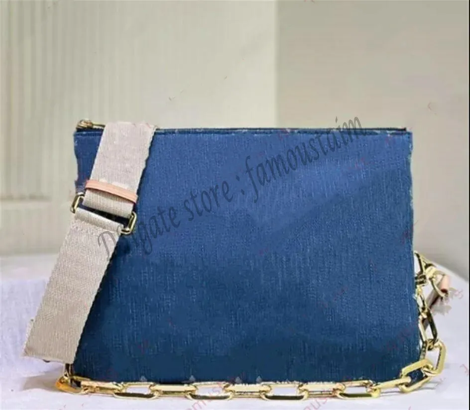 Designer denim bag women CarryAll 2-pc underarm bags tote Coussin Shoulder crossbody chain handbag Clutch wallet Luxury top quality dhgate