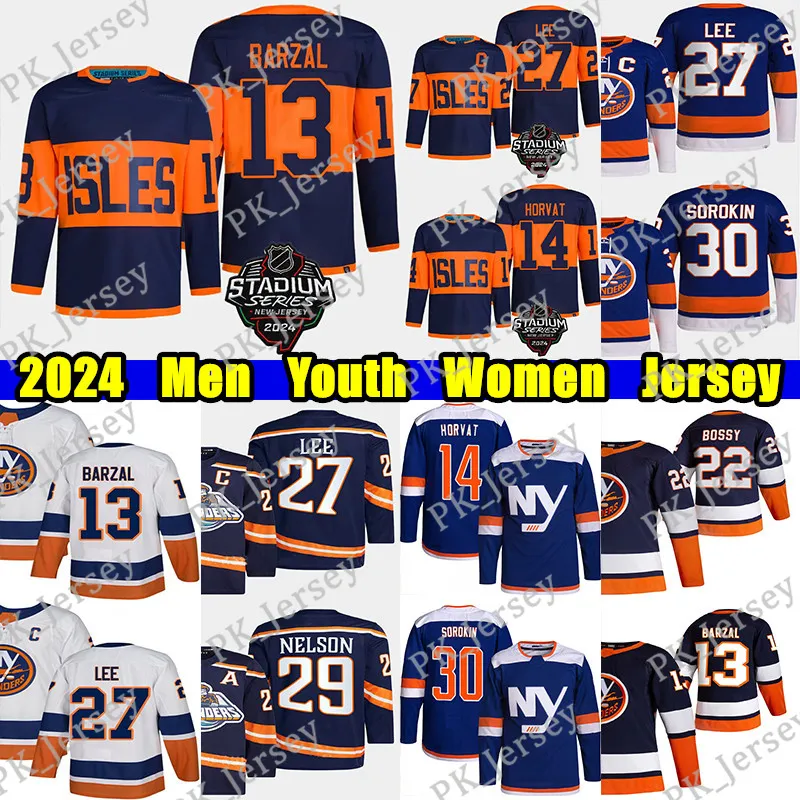 #13 Mathew Barzal Reverse Retro hockey jersey #27 Anders Lee #14 Bo Horvat Noah Dobson Mike Bossy Brock Nelson Alexander Romanov Julien Gauthier Ilya Sorokin jerseys