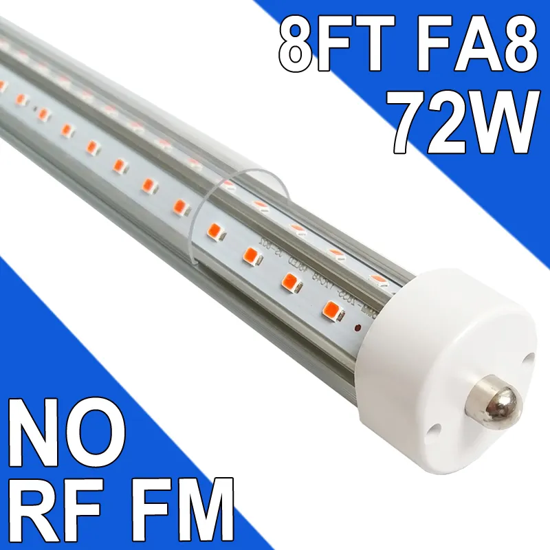 T8 T10 T12 8フィートLEDチューブ電球、72W 6500K、シングルピンFA8 LED交換用蛍光フィクスチャ、バラストバイパス、倉庫ワークショップガレージライトUSASTOCK