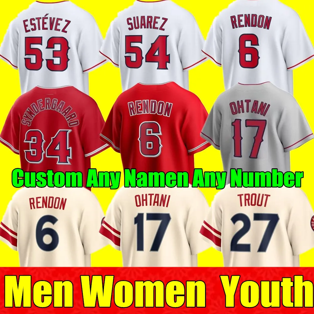 2024 Custom S-4xl Mike Trout Troutys Anthony Rendon Baseball Angels Giolito Carlos Estevez Ohtani Jose Suarez Noah Syndergaard Andrew Velazquez Men Men Youth