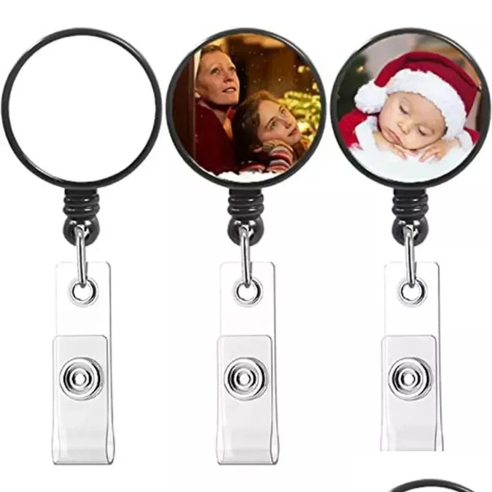 Favore del partito Sublimazione Badge Reel Retrattile Operatore medico Scheda di lavoro Clip Infermiera Id Nome Display Tag Titolare del personale Nuova consegna di goccia Dhv7G