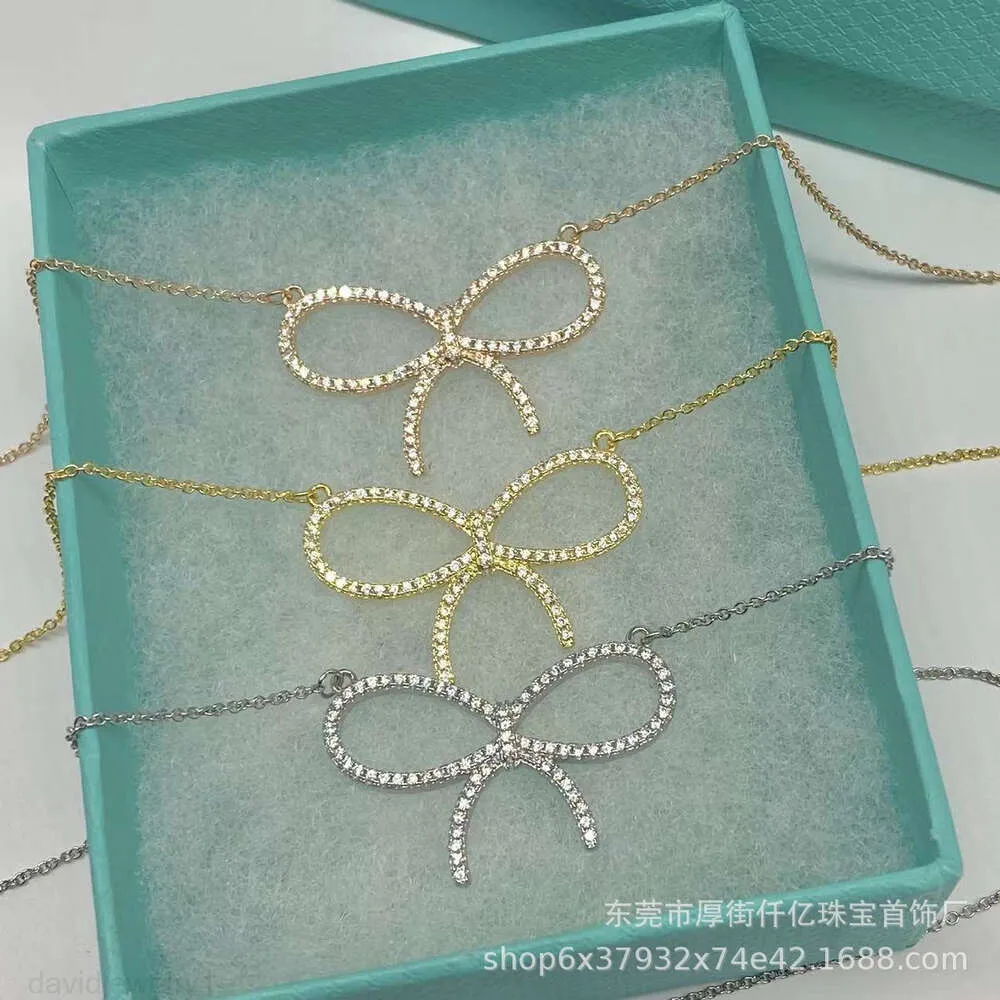 Tiffanyjewelry Kadınlar İçin Altın Kolye Tasarımcısı Mücevher Mücevherleri S925 STERLING Gümüş Yay Damgalı Elmas Kolye Şık ve Minimalist Köşeli Kücon Zinciri