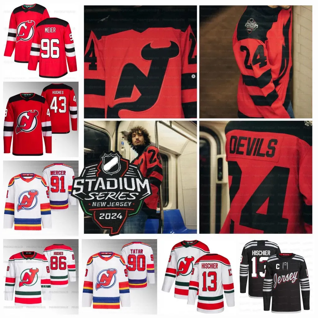 Serie di stadio 2024 a buon mercato New''jersey''devils''''eorgola Hughes NJ Hockey Maglie Jesper Bratt Hischier Dougie Hamilton Mercer Graves Marino Sharangovich Tomas