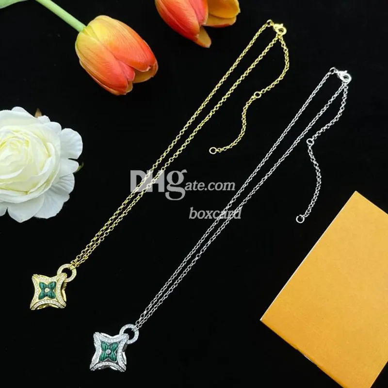 Luxury Gold Chain Necklaces Vintage Lady Flower Pendant Necklaces Letter Plated Pendants With Gift Box