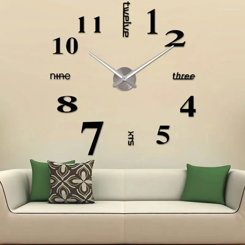 Wall Stickers 3D Creativity Modern Number Mirror Sticker Clock Office DIY Living Room