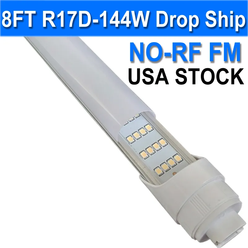 R17D/HO 8FT LED-lamp - 4 rijen roteren, 6500K daglicht 144W, 14500LM, 250W equivalent F96T12/DW/HO, melkachtige kap, T8/T10/T12 vervanging, dual-end aangedreven usastock