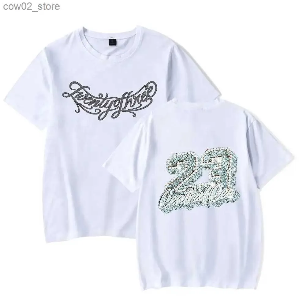 Męskie koszulki Central Cee 23 T-shirt 2023 World Tour Fashion Crewneck krótkie rękawy mężczyźni Women Harajuku Tee Ubrania Q240201