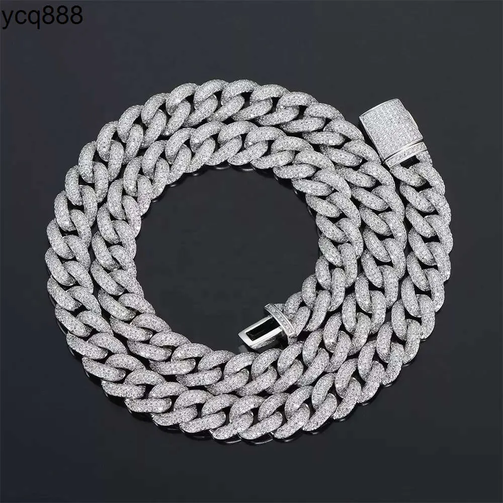 10mm Iced Out Cz Kubieke Vergulde 925 Sterling Zilver Hip Hop Ketting Sieraden Miami Cubaanse Link Chain