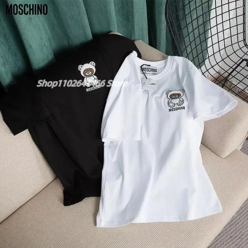 Schals 2024 Luxus Marke Männer T-shirt Moschino Gedruckt Little Bear Edition Baumwolle Rundhals Kurzarm T-shirt Für Frauen Lose