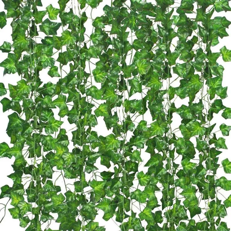 Fleurs décoratives 210cm feuille de vigne plantes suspendues artificielles soie fausses feuilles de lierre pour mur vignes vertes décoration maison fête jardin