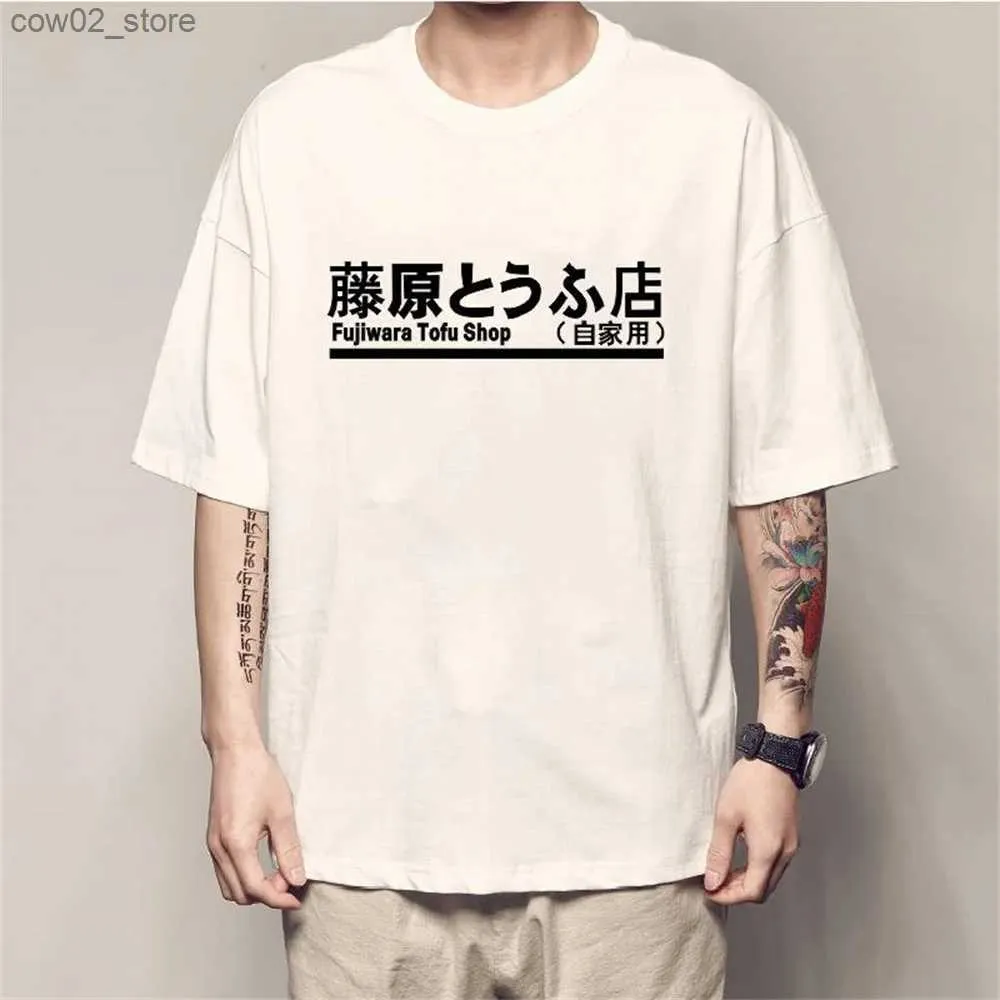 Men's T-Shirts Japanese Anime Initial D Manga Hachiroku Shift Drift T shirts Men Women Takumi Fujiwara Tofu Shop Sporty Mens Clothing Brand T Q240201