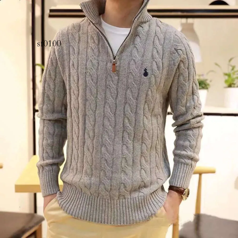 2024 Winter Designer Herensweaters Ralph Polo Zip Half Gebreide Trui Pony Heren Losse Casual Pure Kleur Trui