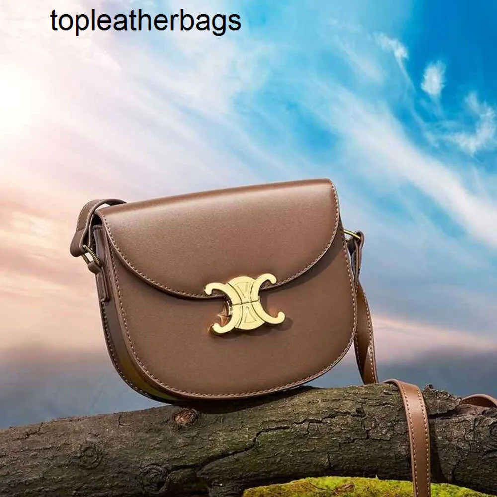 Triomphes Bags Deisgner Celinss Copy Legal online shop 2023 New Spring Half Round Bag Arch Saddle Cowhide Single Shoulder Crossbody