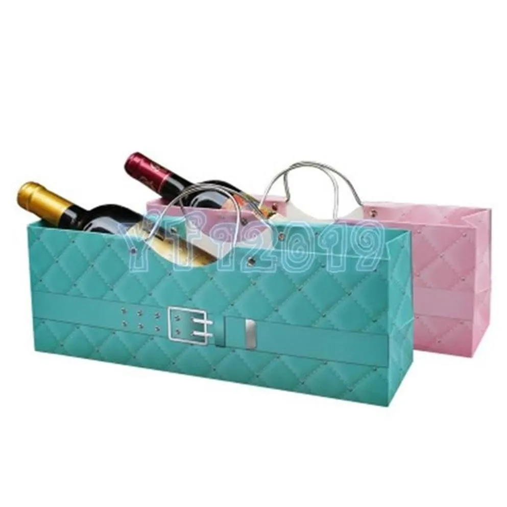 Cadeau cadeau 50pcs 35 5 9 12 5cm une bouteille de vin rouge papier emballage sac de rangement événement fête transporteur avec poignée286n