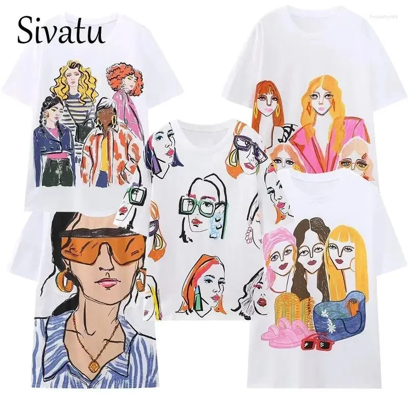 Women's T Shirts Sivatu Traf T-shirts Summer 2024 Y2k Streetwear Fashion Girls Short Sleeve Tee O Neck Shirt For Women Harajuku Tops