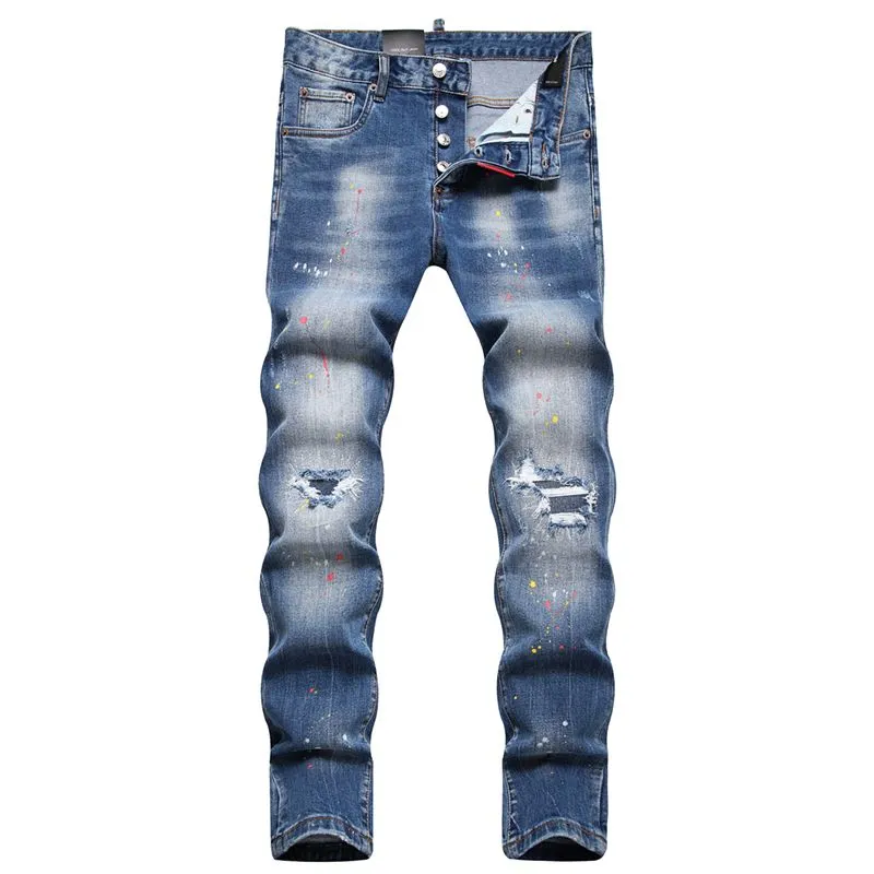 TR APSTAR DSQ Heren Jeans Hip Hop Rock Moto DSQ COOLGUY JEANS Design Ripped Denim Biker DSQ Jeans voor heren 1050 kleur blauw