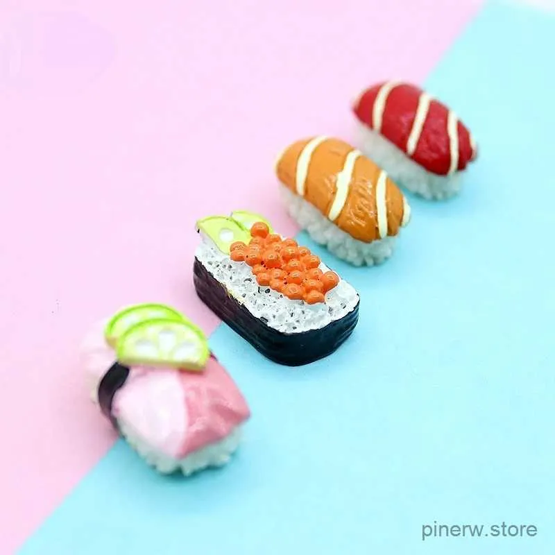 Action Toy Figures 10sts harts Mini Sushi Fake Food Material Scrapbook Figurer för hantverk Utsmyckningar Figur Diy Flatback Cabochon Kawaii Artikel