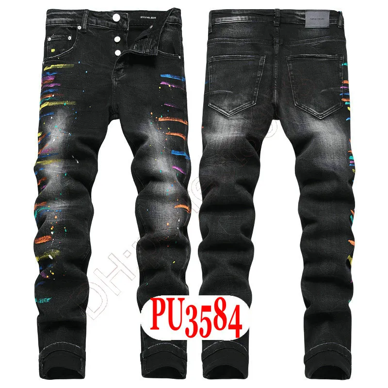 Mens High End Denim Jeans: Purple, Black & Retro Streetwear Pants