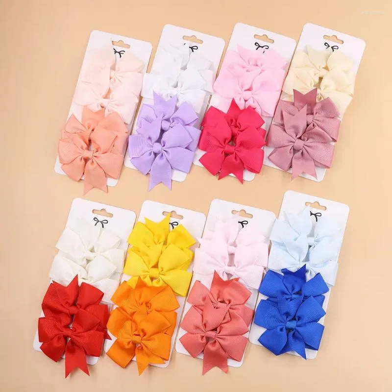 Accessoires pour cheveux 4 pièces/ensemble, pinces à nœud papillon en ruban solide pour bébés filles, nœuds faits à la main, épingle à cheveux, Barrettes, couvre-chef